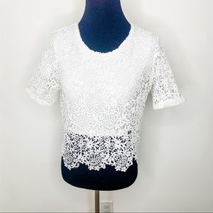 BP Small White Lace Crop Top with Undershirt Sz S